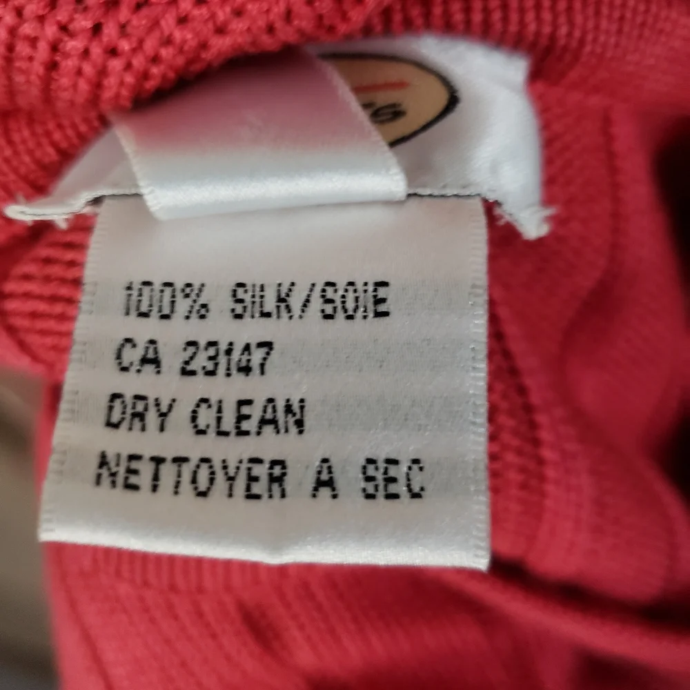 NWOT Talbots pink red sleeveless 100% silk cable knit sweater blouse Women Large - Picture 4 of 5